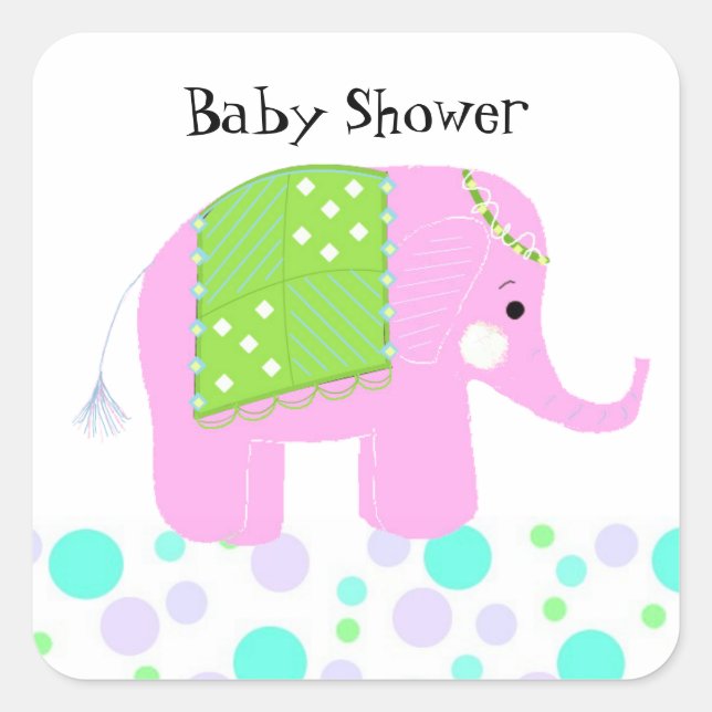 Baby Elephant Vielen Dank Quadratischer Aufkleber (Vorderseite)