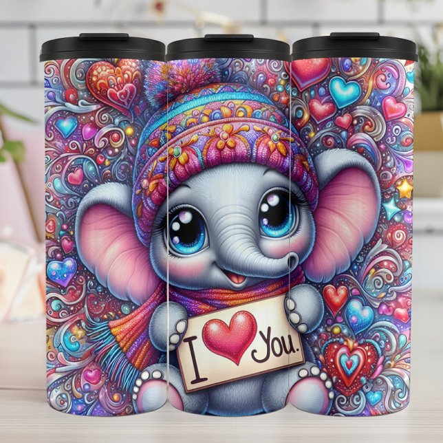 Baby Elephant Winter Heart Thermosbecher (Von Creator hochgeladen)