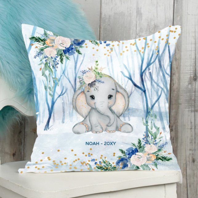 Baby Elephant Winter Scene - Baby  Kissen (Von Creator hochgeladen)