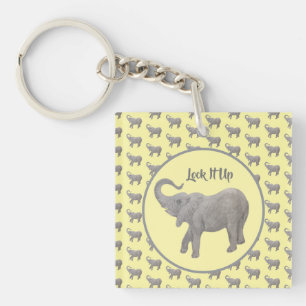Baby Elephant Yellow Square Schlüsselanhänger