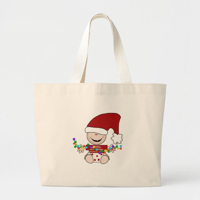 Baby Elf mit Leuchtpulten und Geschenken Jumbo Stoffbeutel (Vorne)