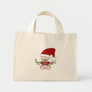 Baby Elf mit Leuchtpulten und Geschenken Mini Stoffbeutel