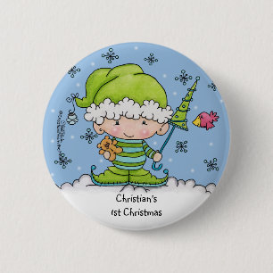 Baby Elf - Personalisiert !st Christmas Button