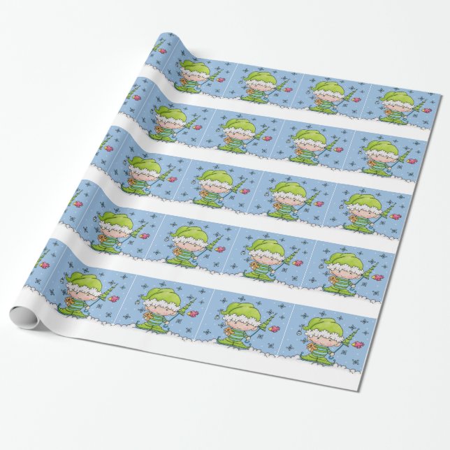 Baby Elf - Personalisiert !st Christmas Geschenkpapier (Ungerollt)