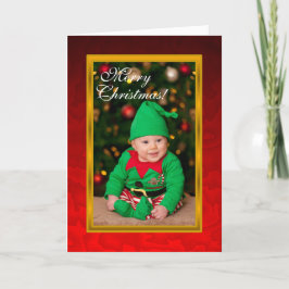 Baby Elf Red Christmas Card Feiertagskarte