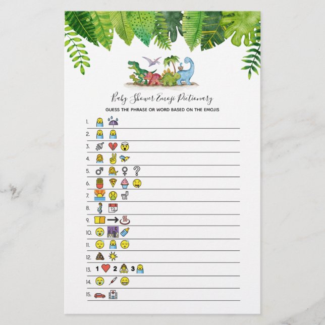 Baby Emoji Dinosaur Baby Showspiel (Vorderseite)