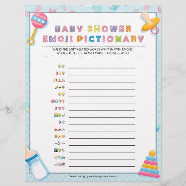 Baby Emoji Pictionary [Baby Basics Blue] Briefbogen (Vorderseite)