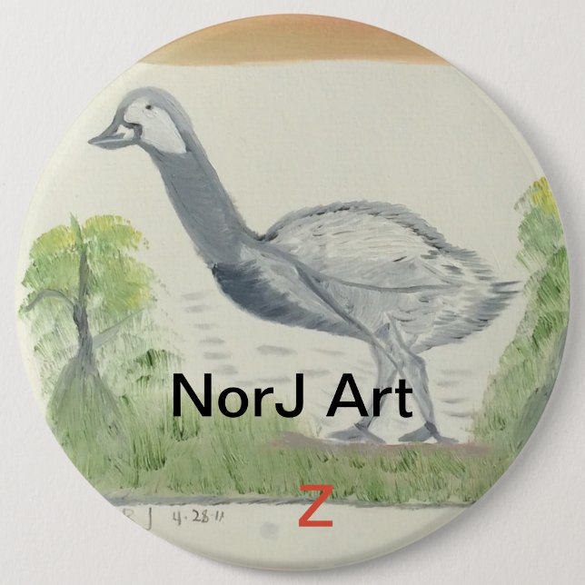 Baby Emu auf Knopfentwurf durch NorJ Kunst Button (Vorderseite)