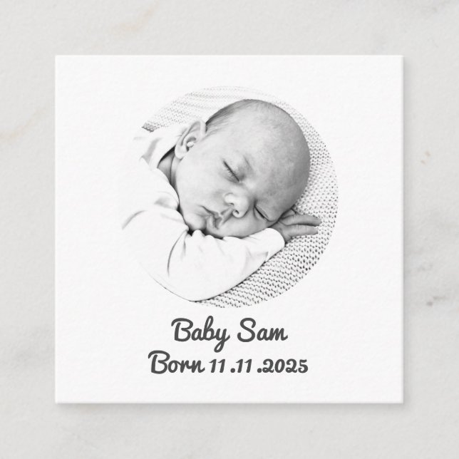 "Baby Enclosure Card - Custom Foto & Name" Begleitkarte (Vorderseite)