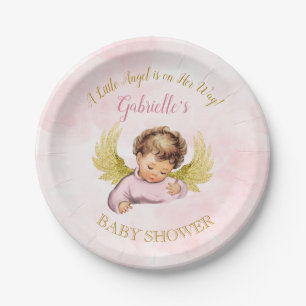 Baby Engel Mädchen Rosa Gold Kleiner Engel Auf Ihr Pappteller