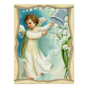 Baby-Engel mit Blauem Glockenposter Poster