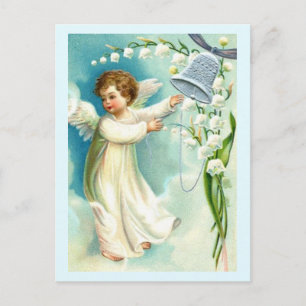 Baby Engel mit blauer Glocke Postkarte