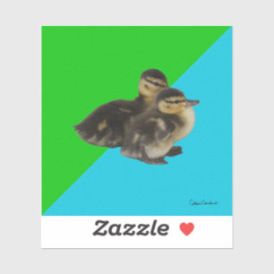 Baby Enten auf Grass Green und Sky Blue Aufkleber