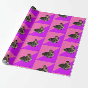 Baby-Enten auf rosa Himbeere und violetter Sorbet Geschenkpapier