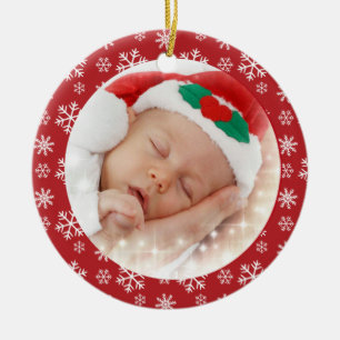 Baby-erste Weihnachtsschneeflockeverzierung Keramik Ornament