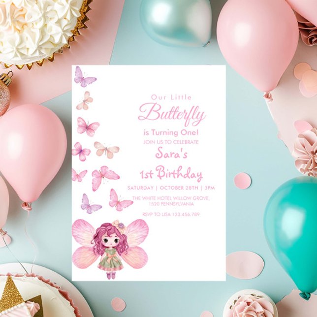 Baby Erster Geburtstag LItlle Butterfly Party Einladung (Von Creator hochgeladen)