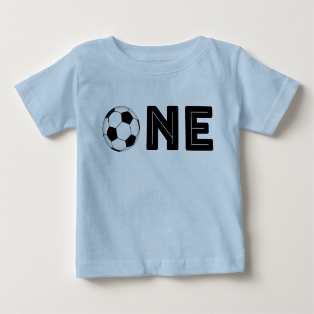 Baby-erster Geburtstags-Fußball-Themed Shirt (Vorderseite)