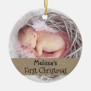 Baby-erster WeihnachtsFoto-Feiertag Keramik Ornament