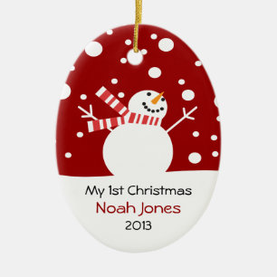 Baby-erster WeihnachtsSchneemann kundengerecht Keramik Ornament
