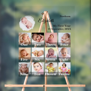 Baby-Erstes-Jahr-12-Monate-Fotocollage Meilenstein Acrylschild