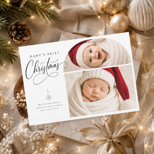 Baby erstes Weihnachten geteiltes Porträt Urlaubsf