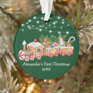 Baby erstes Weihnachten Ingwerbrot Zug Lichter Ornament