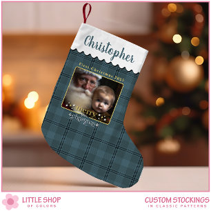 Baby erstes Weihnachten Karo Foto Kleiner Weihnachtsstrumpf