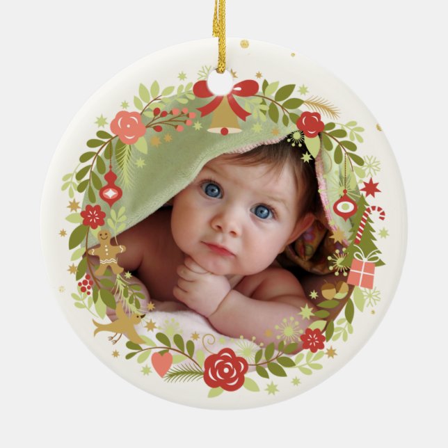 Baby-erstes Weihnachten Keramik Ornament (Hinten)