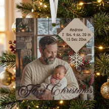 Baby erstes Weihnachten mit Papa Schneeflocken Fot
