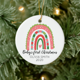 Baby erstes Weihnachten Regenbogen-Ornament Keramik Ornament