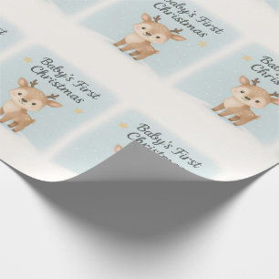 Baby erstes Weihnachten Rentier süße Pastell Winte Geschenkpapier