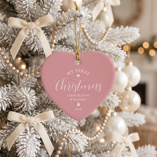 Baby erstes Weihnachten Rosa personalisiertes Ande Keramik Ornament