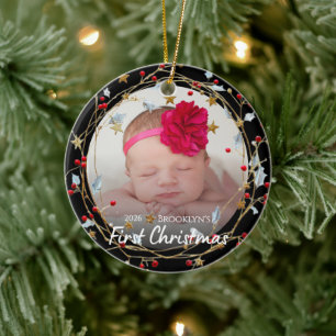 Baby erstes Weihnachtsfoto Keramik Ornament