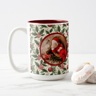Baby erstes Weihnachtsfoto Zweifarbige Tasse