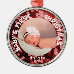 Baby-erstes Weihnachtspersonalisiertes Foto Ornament Aus Metall