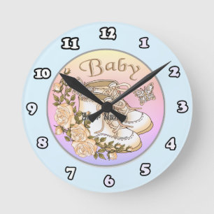 Baby-Erstschuhe-Uhr Runde Wanduhr