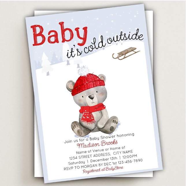 Baby es ist Cold Bear Baby Shower Einladung (Von Creator hochgeladen)