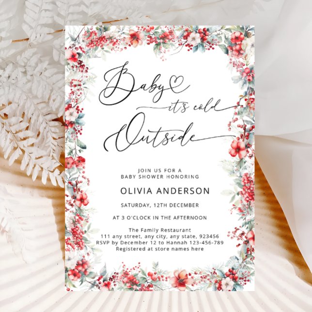 Baby es ist Cold Outside Modern Floral Baby Shower Einladung (Von Creator hochgeladen)