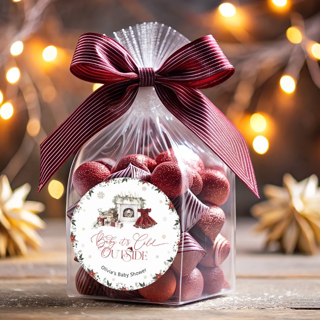 Baby es ist Cold Outside Moderne Babydusche Runder Aufkleber (Von Creator hochgeladen)