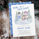 Baby es ist Cold Outside Winter Snowman Baby Dusch Einladung<br><div class="desc">Snowman Baby Shower Einladung mit "baby it's cool outdoor" in einer Farbpalette von blau-weiß. Niedliches Aquarelldesign mit einem Trio von fröhlichen Schneemännern umgeben von Weihnachtsbäumen. Die Winterferienzeit lädt mit Schneeflocken auf der Rückseite und mit locker Typografie ein.</div>