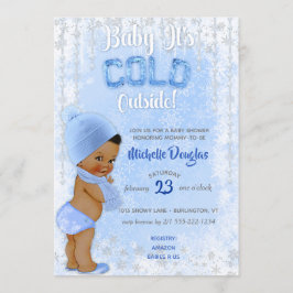 Baby Es ist Cold Snowflake Blue Ethnic Boy Dusche Einladung