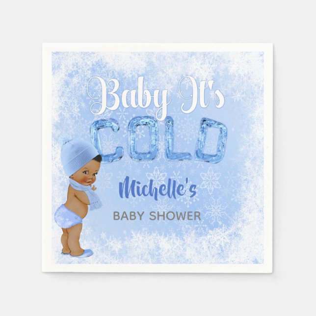 Baby Es ist Cold Snowflake Blue Ethnic Boy Dusche Serviette (Vorderseite)