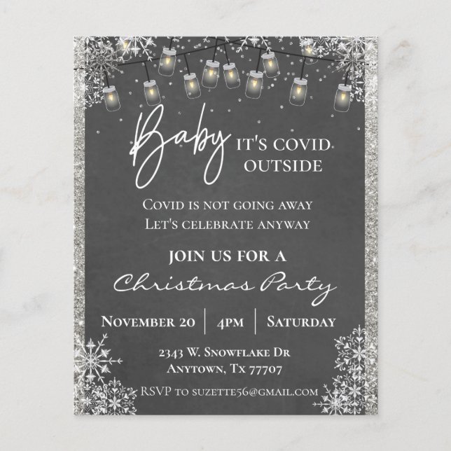 Baby Es ist Covid Outside Weihnachts Party Snowfla Flyer (Vorne)