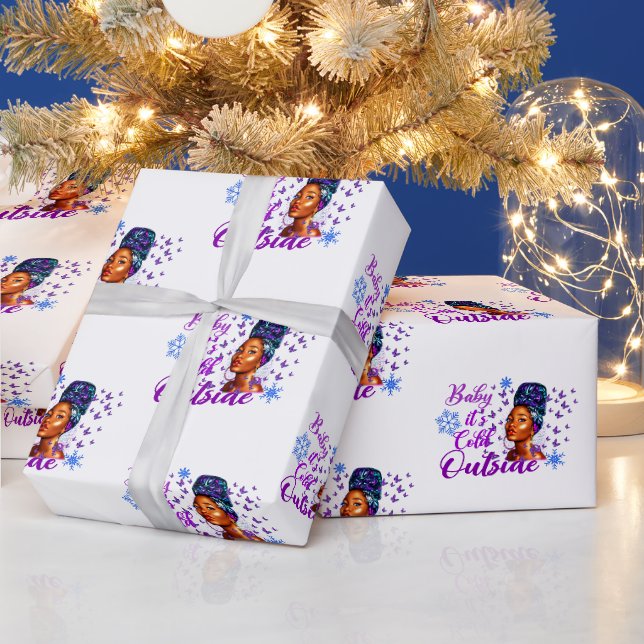 Baby Es ist kalt außerhalb Beauty Afro Weibliche W Geschenkpapier (Feiertage)