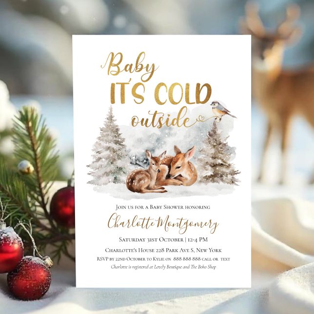 Baby es ist kalt außerhalb der Deer Forest Baby Du Einladung (Von Creator hochgeladen)