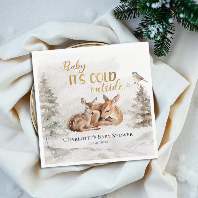 Baby es ist kalt außerhalb von Forest Deer Baby Sh Serviette (Von Creator hochgeladen)