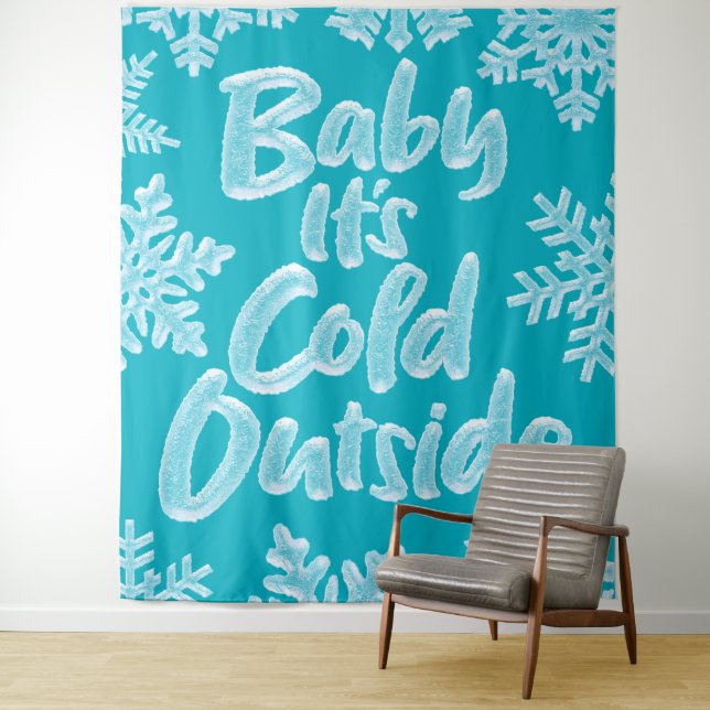 Baby Es ist kalt draußen Aqua Aquamarin Frozen Wei Wandteppich (Beispiel)