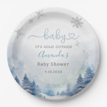 Baby Es ist kalt draußen Aquarell Blaue Schneefloc