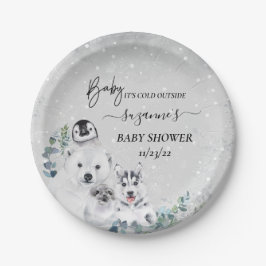 Baby Es ist kalt draußen Arktis Tierdusche Winter Pappteller