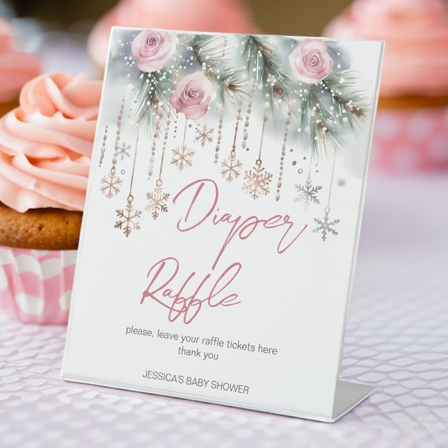 Baby es ist kalt draußen Baby Duschtisch. Sockelschild (Baby it's cold outside winter baby shower diaper raffle table pedestal sign personalized table signs)